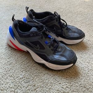 Nike M2K Tekno Black sneakers with blue and infrared backs